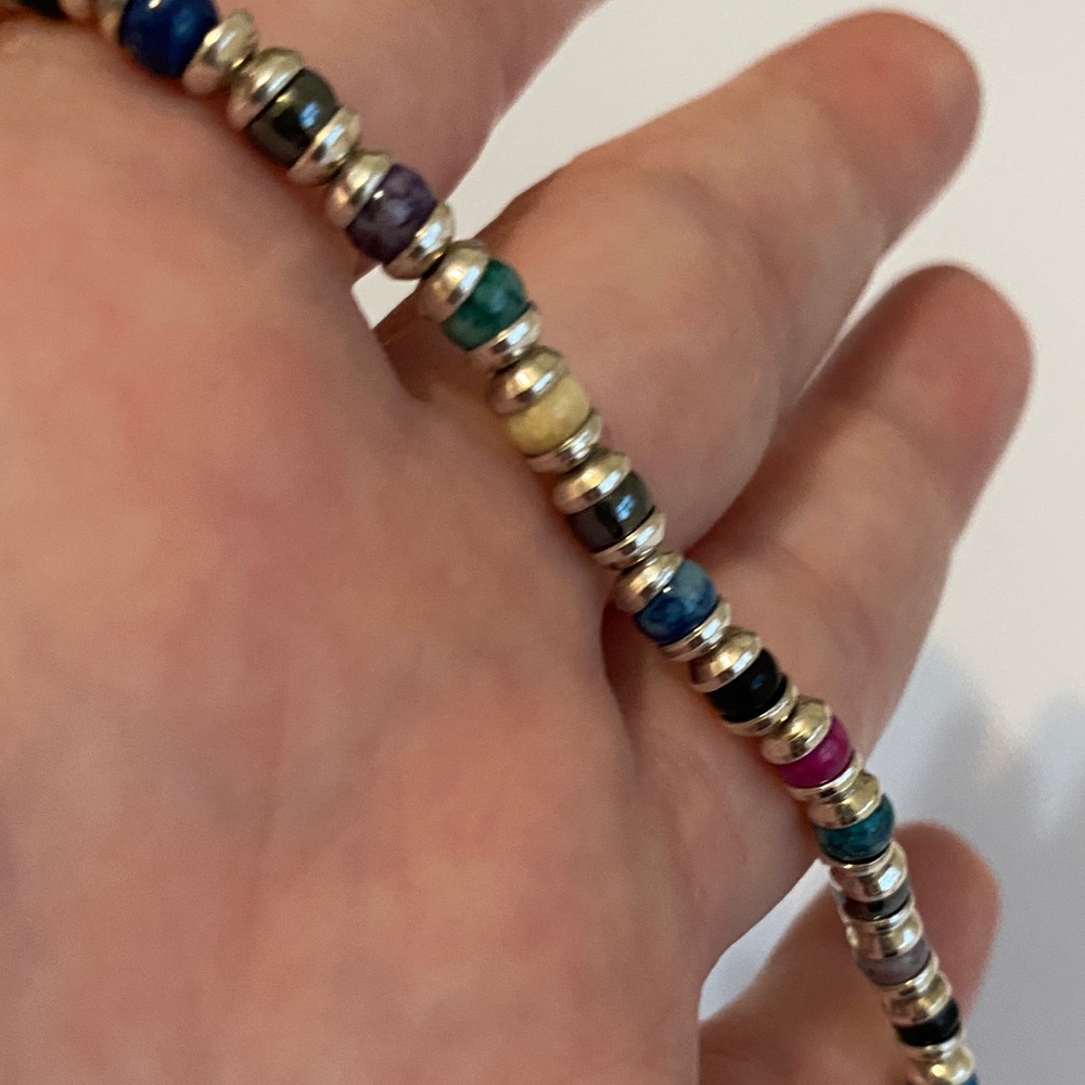 Multicolor Beaded Sterling Silver Toggle Bracelet - image 3